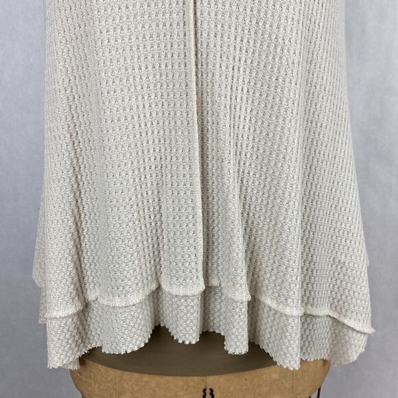 altar’d state Waffle Weave Top Blouse Tunic Size Small Cream Beige Lightweight - Picture 3 of 11